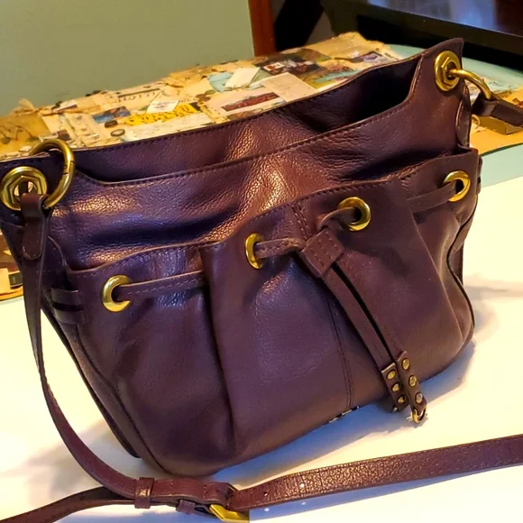 Plum Leather Oryany Shoulder Satchel - Picture 2 of 8